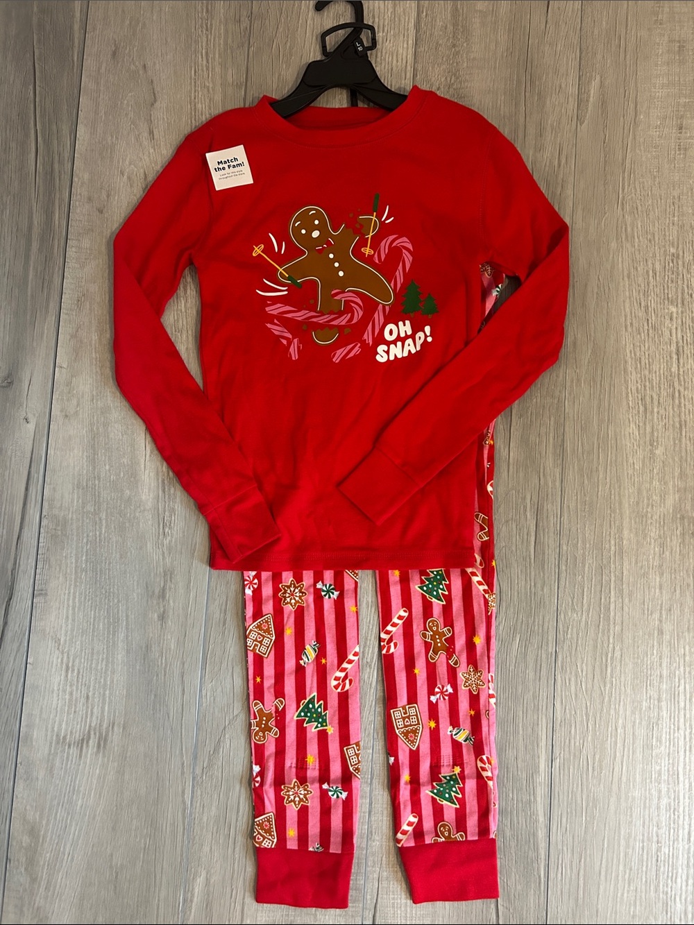 NWT Old Navy Gingerbread 'Oh Snap!' Holiday Pajama Set, Sz 10